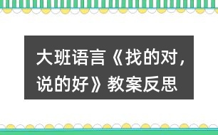 大班語(yǔ)言《找的對(duì)，說(shuō)的好》教案反思