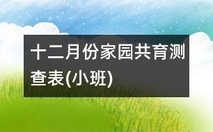 十二月份“家園共育”測(cè)查表(小班)