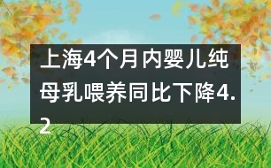 上海：4個月內(nèi)嬰兒純母乳喂養(yǎng)同比下降4.27個百分點(diǎn)