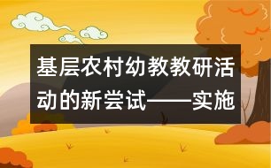 基層農(nóng)村幼教教研活動的新嘗試――實施《綱要》的點滴體會