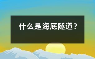 什么是海底隧道？