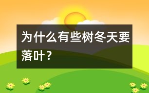 為什么有些樹(shù)冬天要落葉？