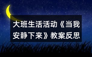 大班生活活動《當(dāng)我安靜下來》教案反思