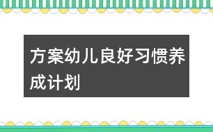 方案幼兒良好習(xí)慣養(yǎng)成計劃