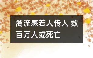 禽流感若人傳人 數(shù)百萬(wàn)人或死亡